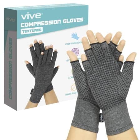Vive Arthritis Gloves with Grips - Men & Women Textured Fingerless Compression - Open Fing - Image 2